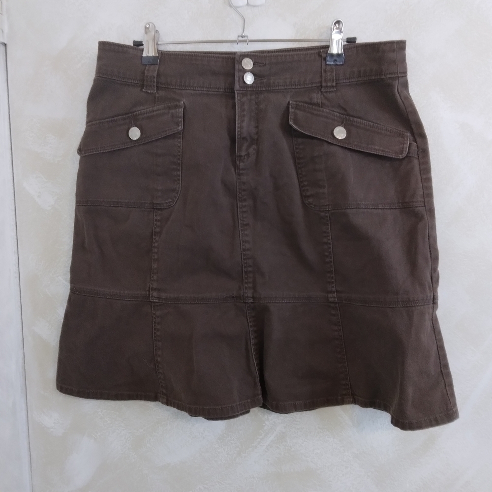 Size 7 Deb Brand Brown Skirt Flounce Ruffle